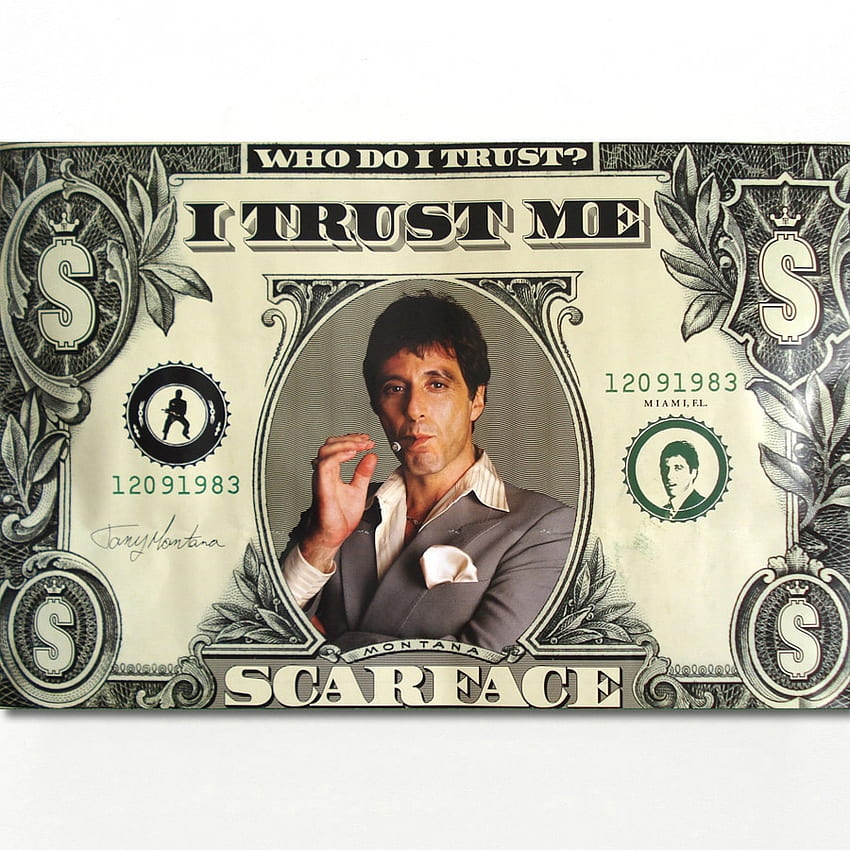 Klasyczny film Scarface Al Pacino Dollar plakat artystyczny na płótnie wydruki artystyczne malowidła ścienne do wystroju salonu. Malarstwo i kaligrafia Tapeta na telefon HD
