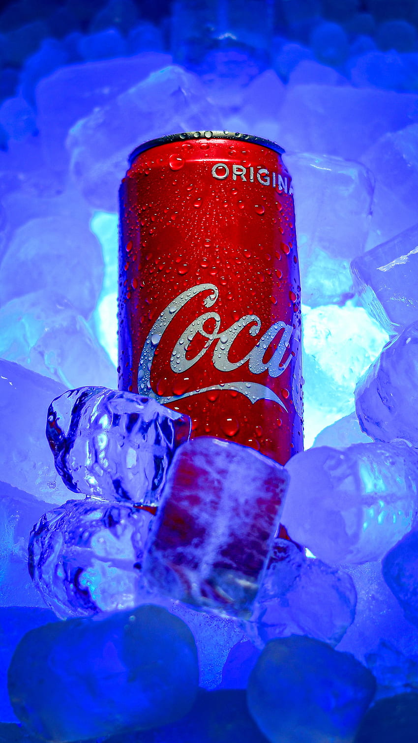 코카콜라, 파란색, 차가운, 얼음, 신선한 HD 전화 배경 화면