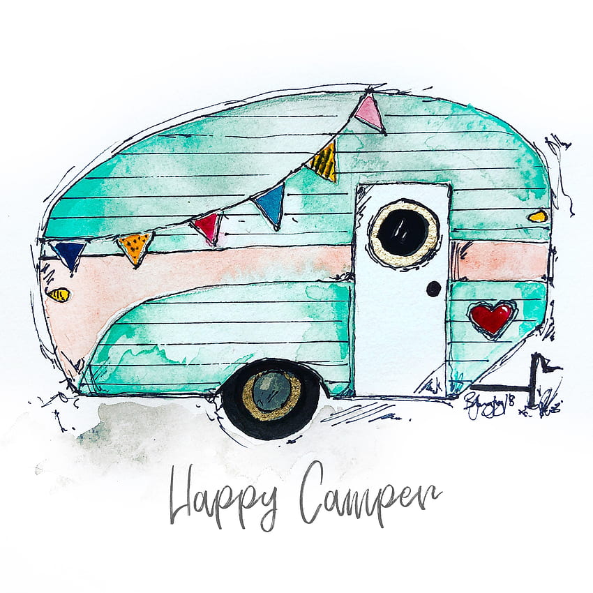 Happy Camper. Camper art, Night painting, Happy campers HD phone wallpaper