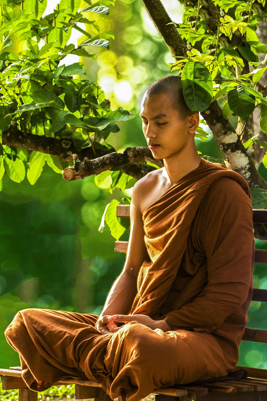瞑想をする僧侶、瞑想マン HD電話の壁紙