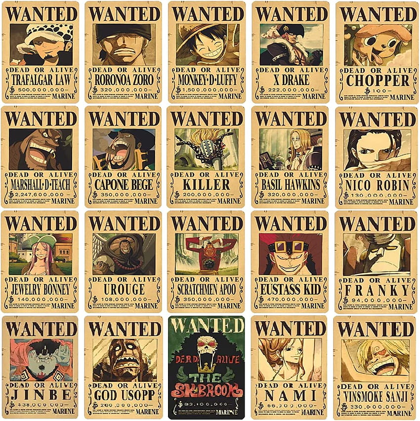 One Piece Animation Wanted Order Poster 40×29cm Kraft Paper Mural Wall ...