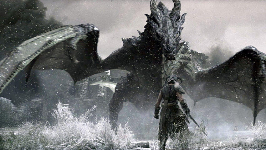 Elder Dragon Skyrim, Skyrim Alduin HD wallpaper