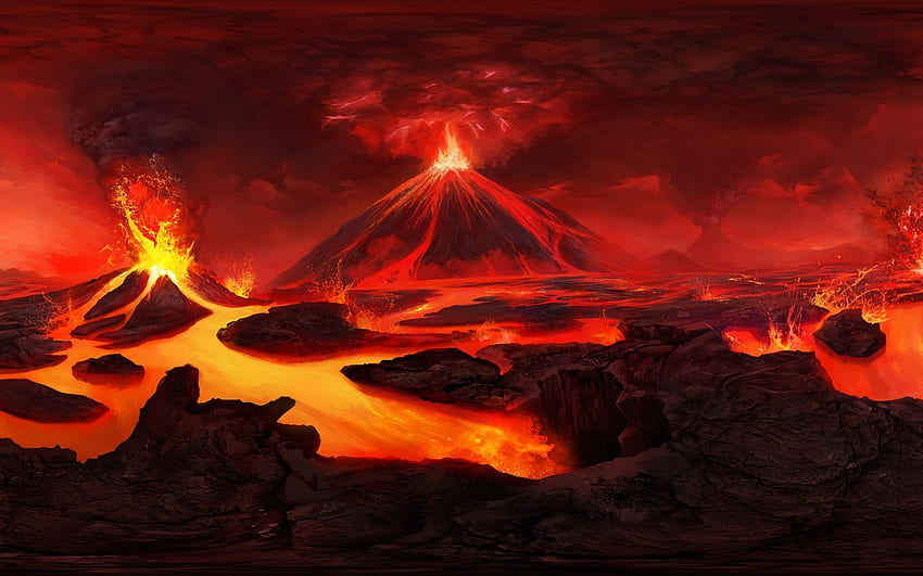 Изригване на вулкан. Вулкан, Пейзаж, Вулкани HD тапет