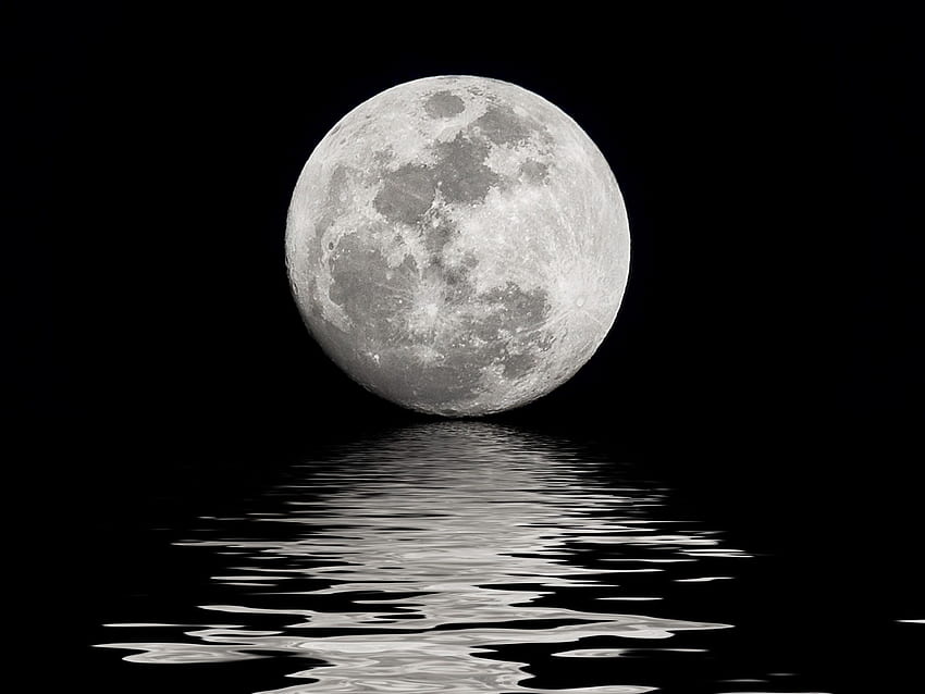 ทะเลพระจันทร์ ขาว ดำ เย็นสะใจ วอลล์เปเปอร์ HD