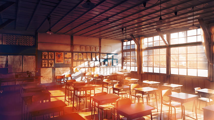 Scenic] Empty Classroom (Brings nostalgia to me) [, Monogatari Scenery HD wallpaper