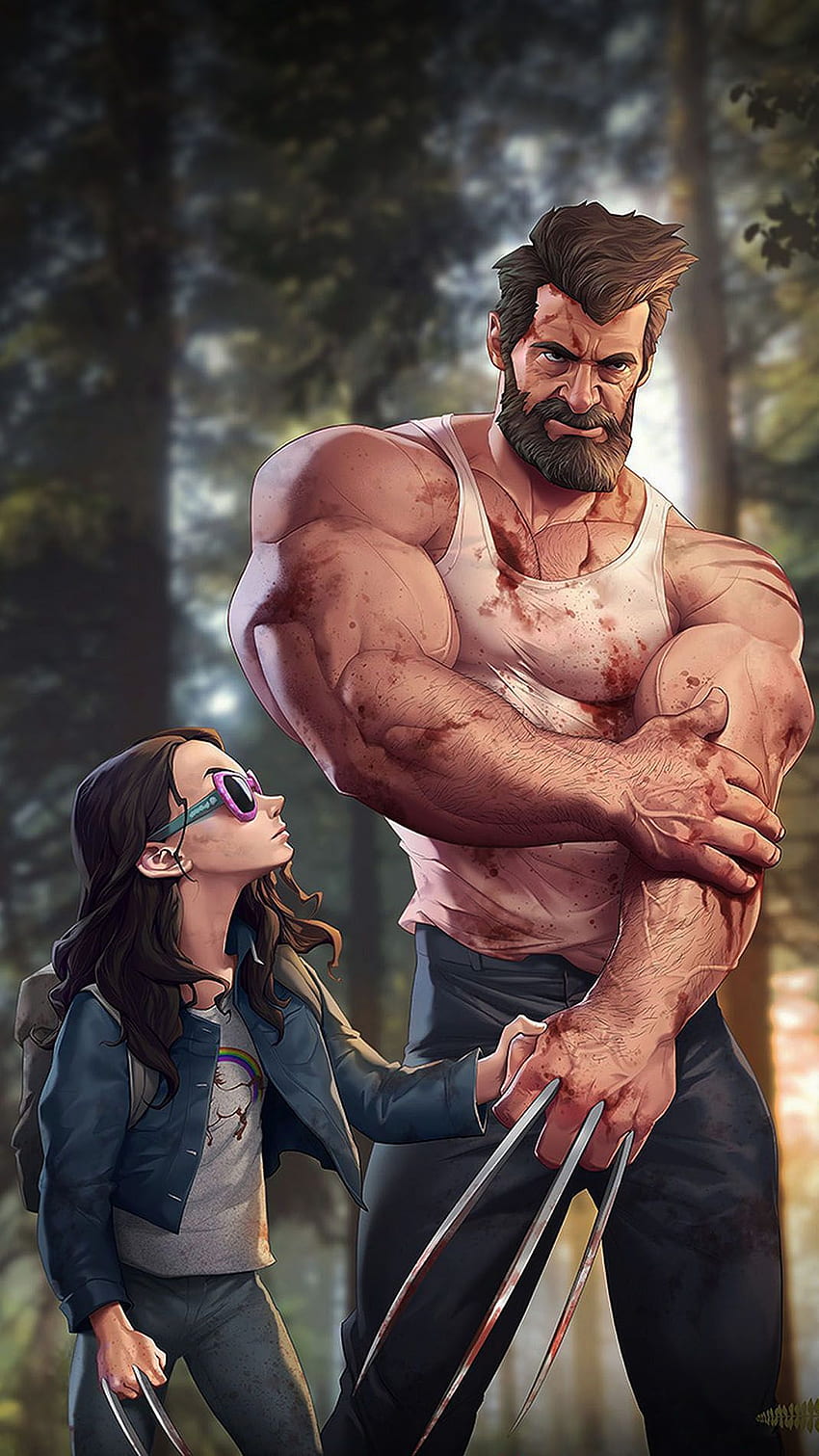 Logan Laura en Enlace. Increíble, Músculo Wolverine fondo de pantalla del teléfono
