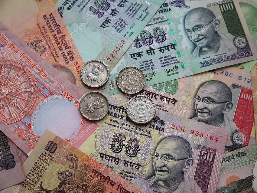 Dinero de papel y monedas indio fondo de pantalla