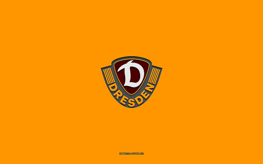SG Dynamo Dresden, żółte tło, niemiecka drużyna piłkarska, emblemat SG Dynamo Dresden, Bundesliga 2, Niemcy, piłka nożna, logo SG Dynamo Dresden Tapeta HD