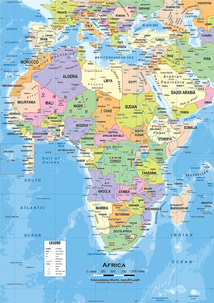 Mapa de África - -, Mapa de África fondo de pantalla del teléfono