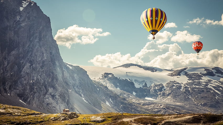 Iceland, , , , Hvannadalshnjúkur, ballons, mountains, sky, Nature HD wallpaper