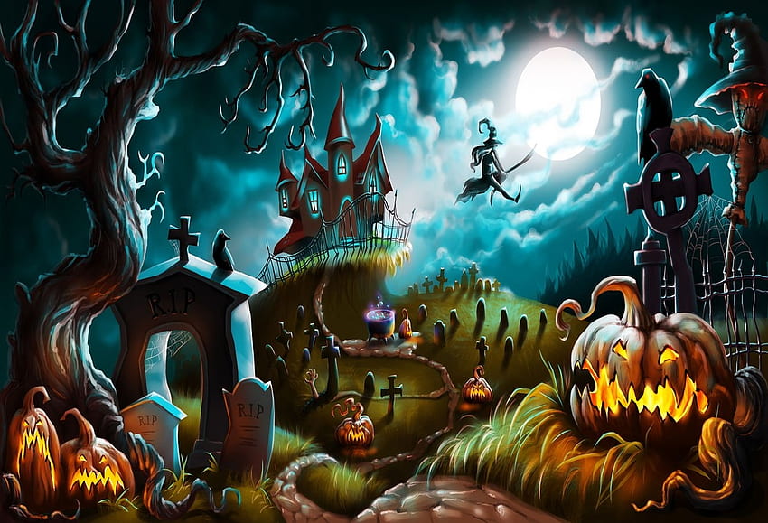 Halloween flying witch, pumpkins, halloween, sky, witch HD wallpaper ...
