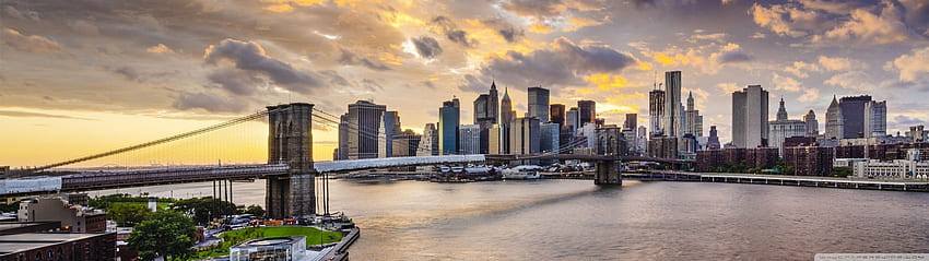 สะพานบรู๊คลิน East River Manhattan New York Ultra Background สำหรับ U TV : Multi Display, Dual Monitor : แท็บเล็ต : Smartphone, New York City Dual Monitor วอลล์เปเปอร์ HD