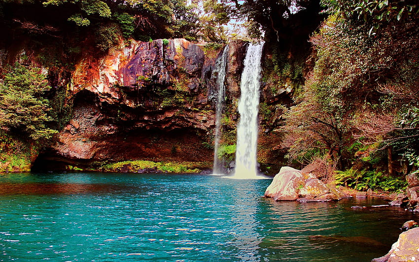 Natura, woda, kamienie, wodospad Tapeta HD