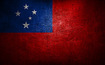 American Samoa metal flag, grunge art, oceanian countries, Day of