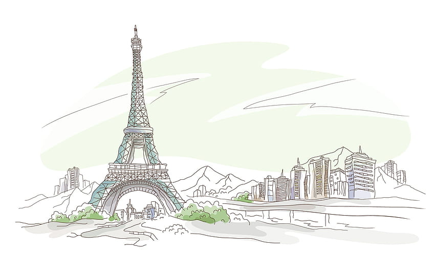 ORIGINAL SMALL PEN  ink line drawing sketch of The Eiffel Tower Paris  France 1999  PicClick UK