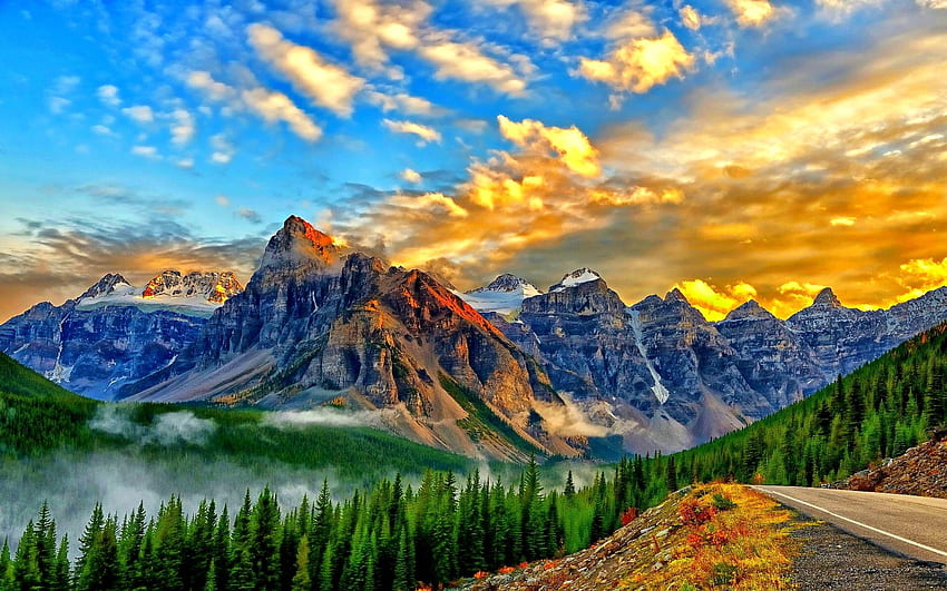 Banff Ulusal Parkı, Alberta, Dağlar, Gökyüzü HD duvar kağıdı