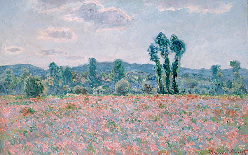 Monet Claude - ศิลปะทุ่งดอกป๊อปปี้, Monet Poppies วอลล์เปเปอร์ HD