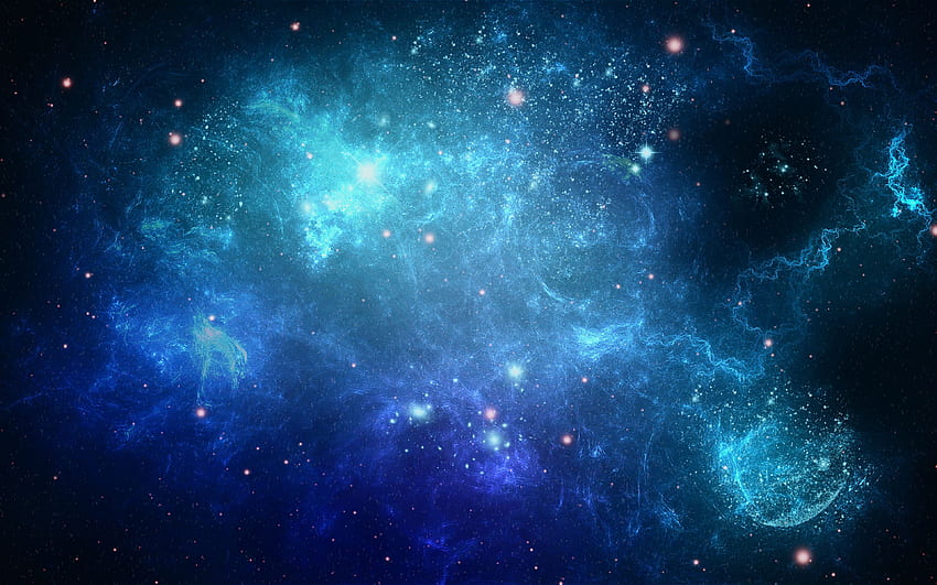 美しい宇宙星団銀河ブルー バイオレット ガス、星のパターン 高画質の壁紙