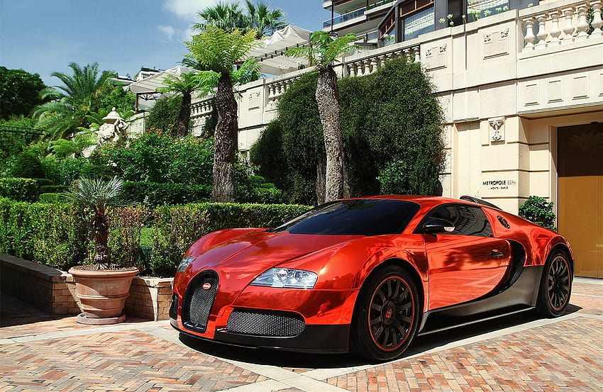 Bugatti, auto, bugstti, rodas pretas, vermelho papel de parede HD