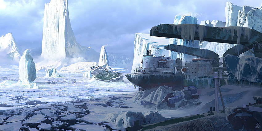 Art, Ice, Ship, Frozen, Ice Floe HD wallpaper