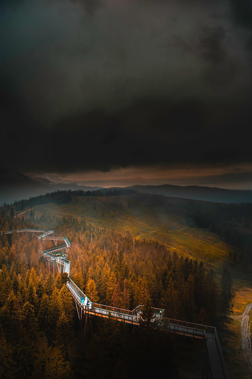 Alam, Pegunungan, Awan, Pemandangan Dari Atas, Kabut, Jembatan wallpaper ponsel HD