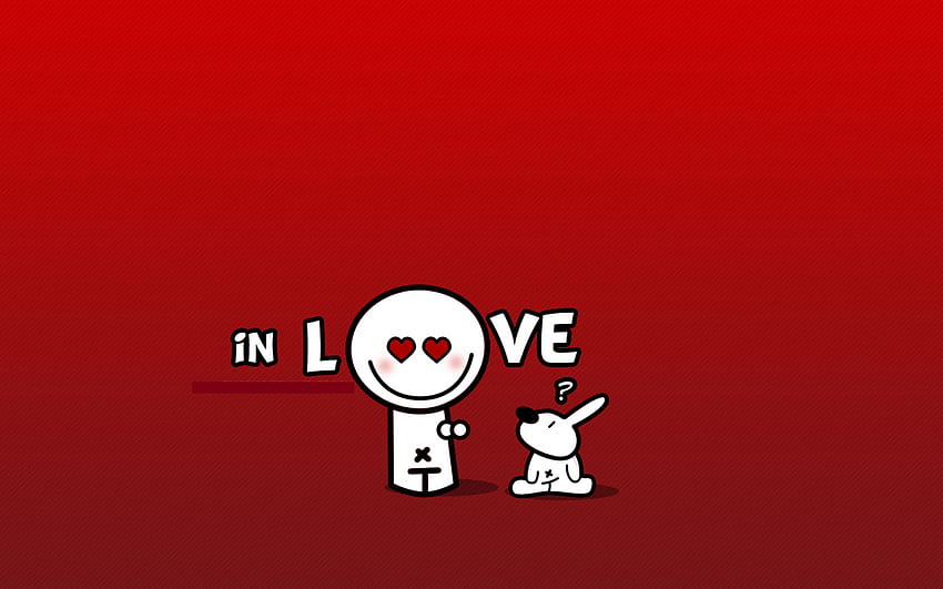 in love, cartoon, love, red HD wallpaper