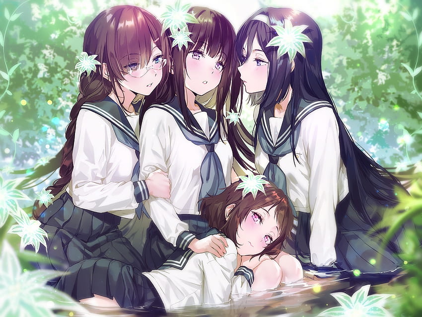 Anime kızlar, Fuyumi Irisu, Eru Chitanda, Kaho Juumonji, Mayaka Ibara, Hyouka HD duvar kağıdı