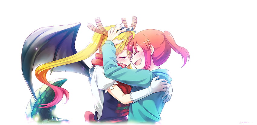Kobayashi and tohru anime girls hug friends HD wallpaper  Pxfuel