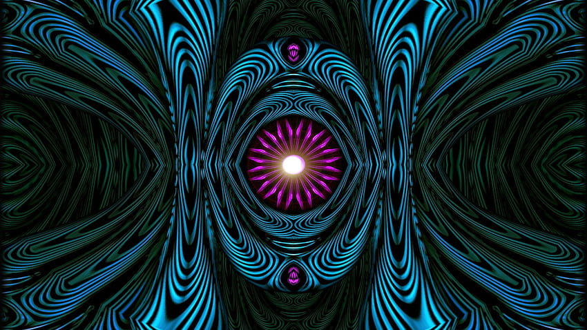 Abstract blue pink fractals symmetry, Symmetrical HD wallpaper