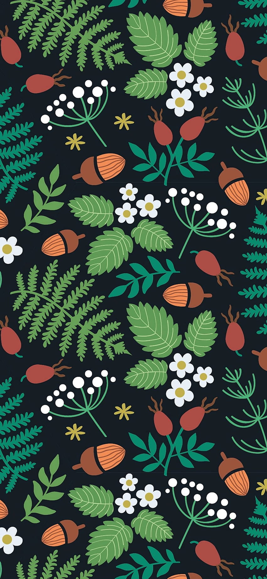 pattern, forest, leaf, fruits HD phone wallpaper