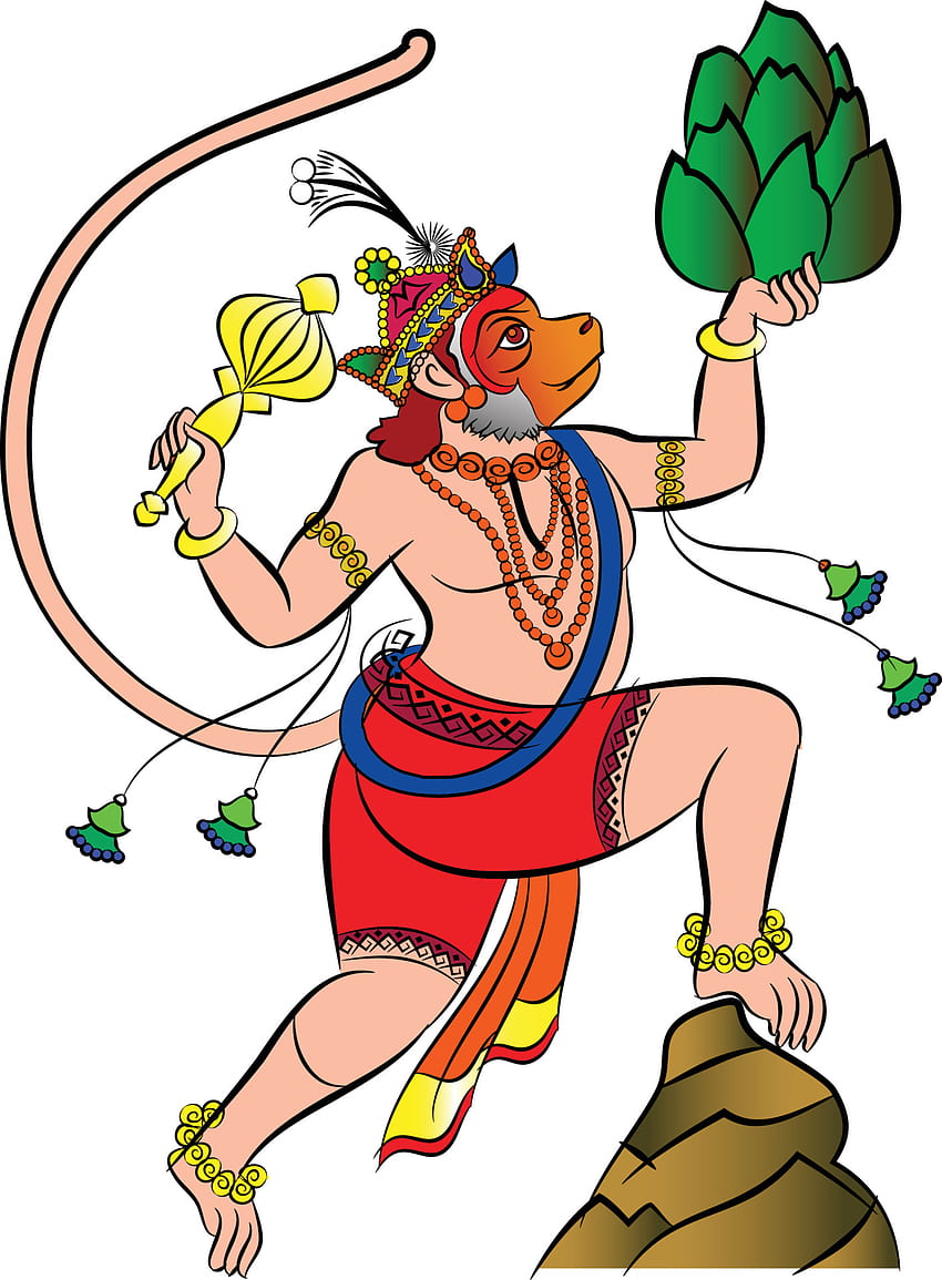 Monkeyface dios del poder, señor Hanuman y sus sirvientes o Sevak como se les llama. en el estilo del arte popular indio Pinguli. para impresión textil, logotipo, 4523448 Arte vectorial en Vecteezy, Hanuman Face fondo de pantalla del teléfono