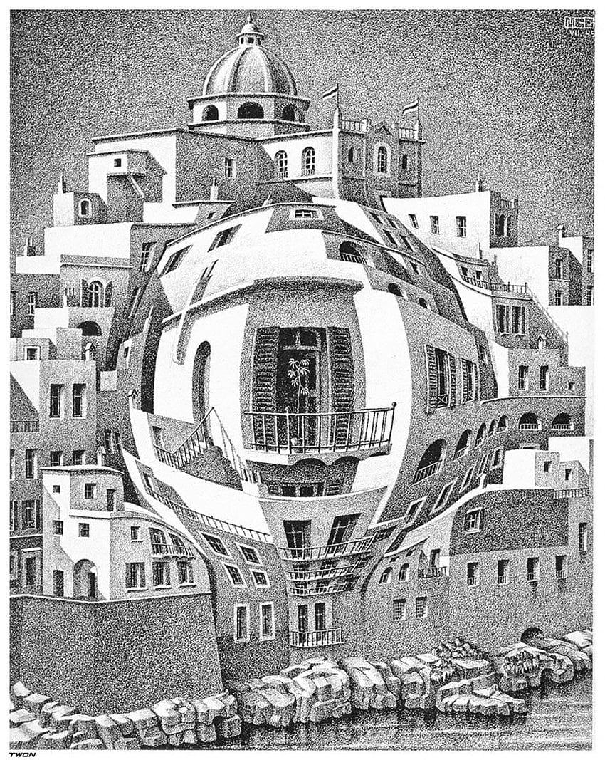 Balcony - A optical illusion mc escher art, M.C. Escher HD phone wallpaper