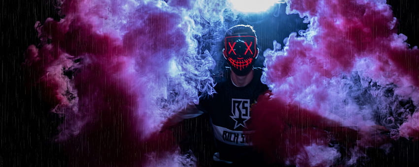 man, mask, colored smoke, anonymous, Smoking Anonymous HD wallpaper