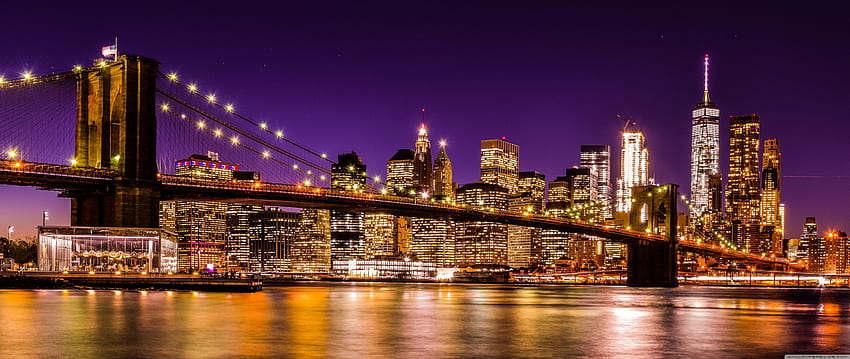 夜の超背景にブルックリン橋 高画質の壁紙