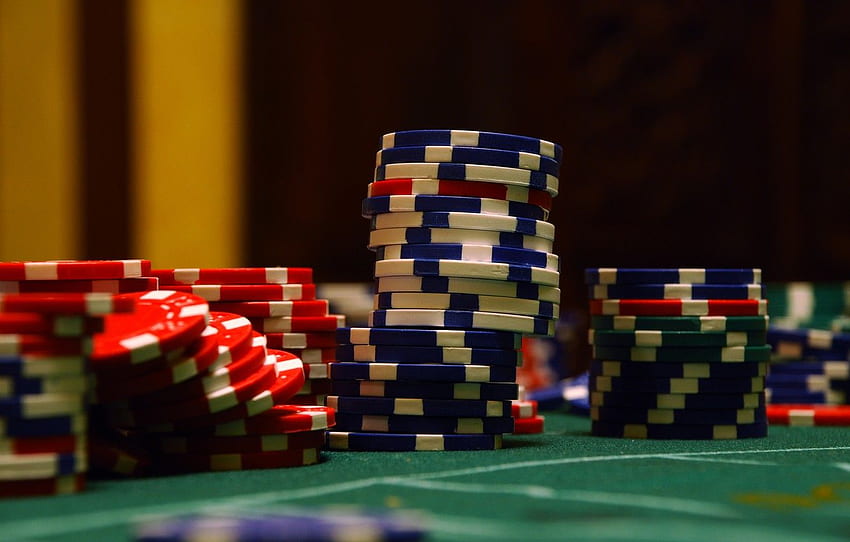 карта, играта, чипове, покер, казино, блекджек - за , раздел разное, маса за покер HD тапет