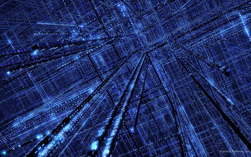 Grid, blue, beams, endless HD wallpaper