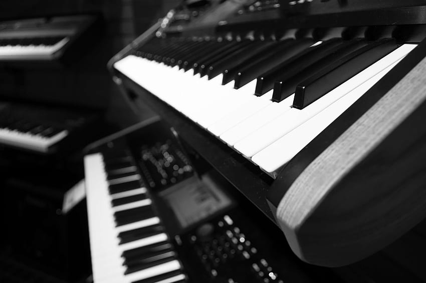 preto, teclado, teclas, música, notas, piano, branco . papel de parede HD