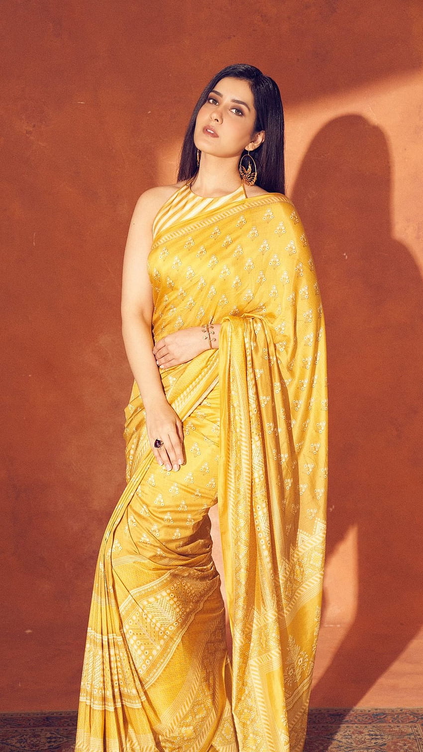 Raasi khanna, saree beauty, telugu actress HD phone wallpaper