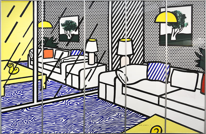 Roy Lichtenstein - Blue Floor Interior 구매 HD 월페이퍼