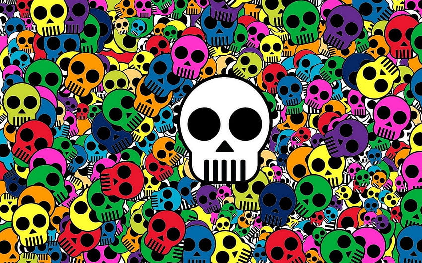 Abstract, Background, Bright, Multicolored, Motley, Skull, Skulls HD wallpaper