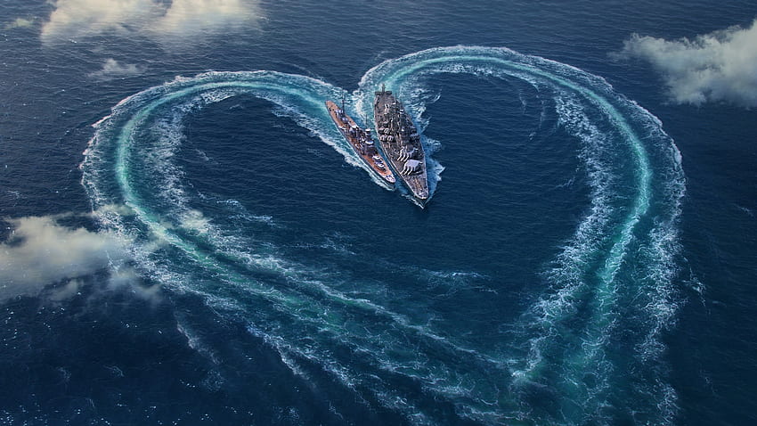 Amour, cœur, World of Warships, Saint Valentin Fond d'écran HD