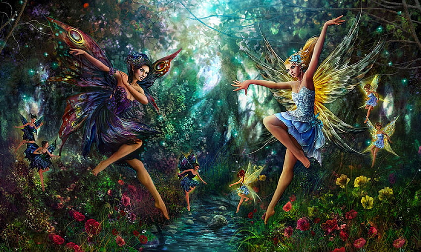 Dance of the Fairies สีสัน ศิลปะ สาว สวย เงียบสงบ ผู้หญิง นางฟ้า ดิจิตอล แฟนตาซี สวย สาว นางฟ้า ผู้หญิง น่ารัก วอลล์เปเปอร์ HD