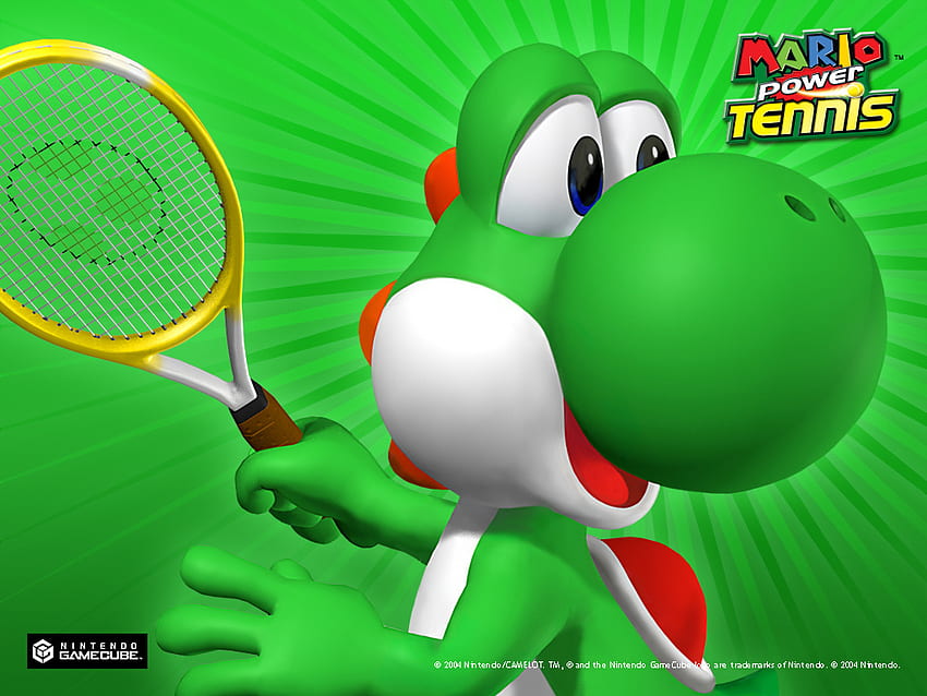 mario moc tenis-yoshi, yoshi, zielony, nintendo, tenis, gamecube Tapeta HD