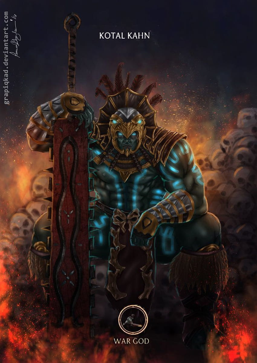 Variación de Mortal Kombat X Kotal Kahn War God de Grapiqkad fondo de pantalla del teléfono