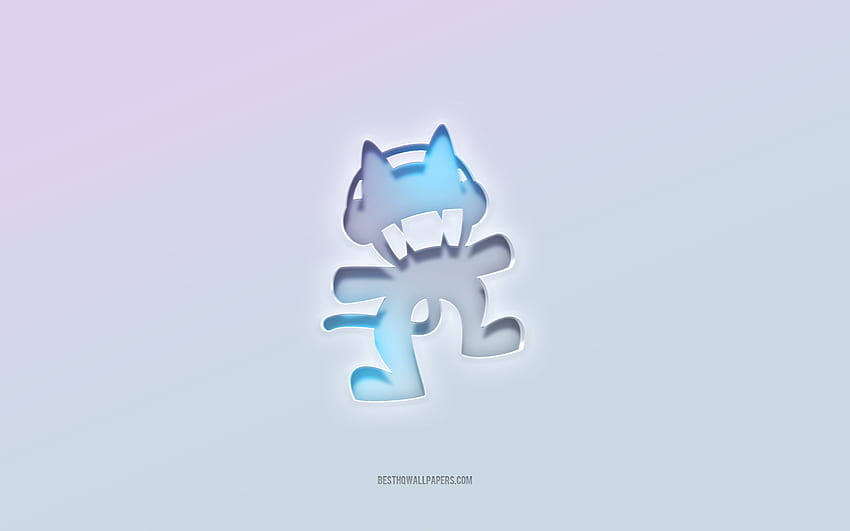 Monstercat logo, cut out 3d text, white background, Monstercat 3d logo, Monstercat emblem, Monstercat, embossed logo, Monstercat 3d emblem HD wallpaper
