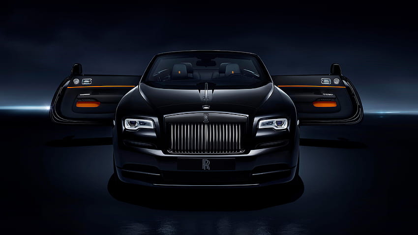 Черна значка Rolls Royce Dawn. Кола, Ролс-Ройс HD тапет