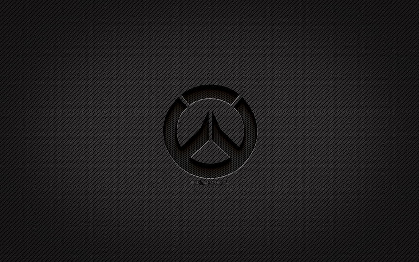 Overwatch carbon logo, , гръндж изкуство, карбонов фон, творчески, Overwatch черно лого, онлайн игри, Overwatch лого, Overwatch HD тапет
