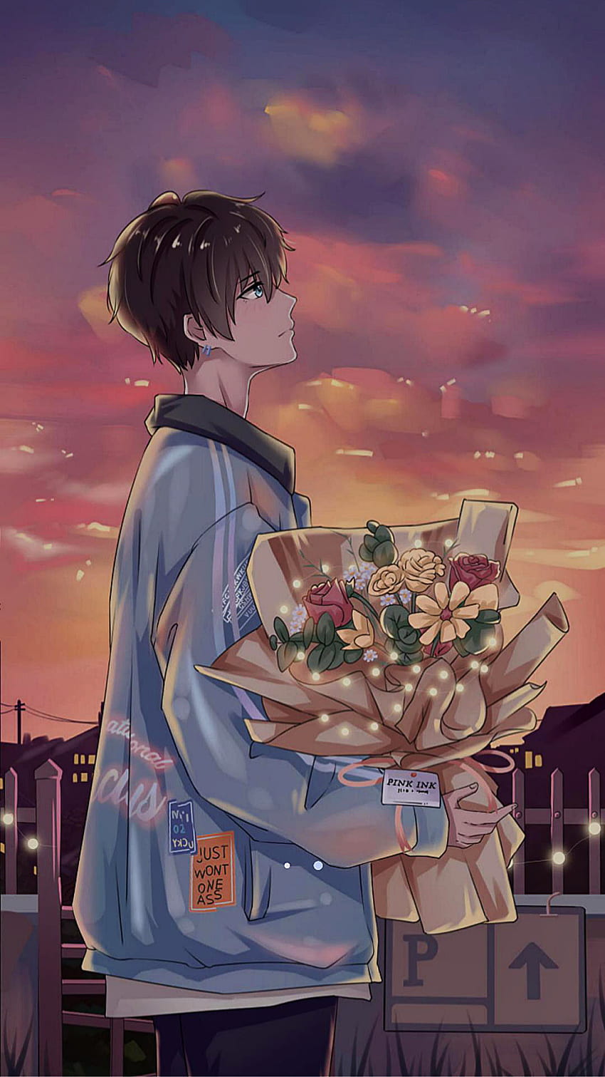 3840x2160px, 4K Free download | Anime boy, proposal, sky, flowers, city ...