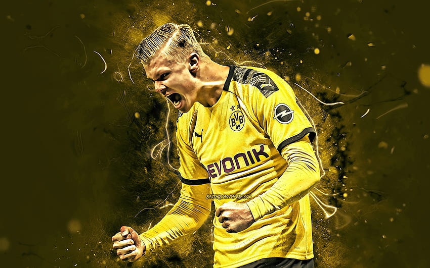 Erling Braut Håland, erling haaland, dortmund, sepak bola, kuning Wallpaper HD