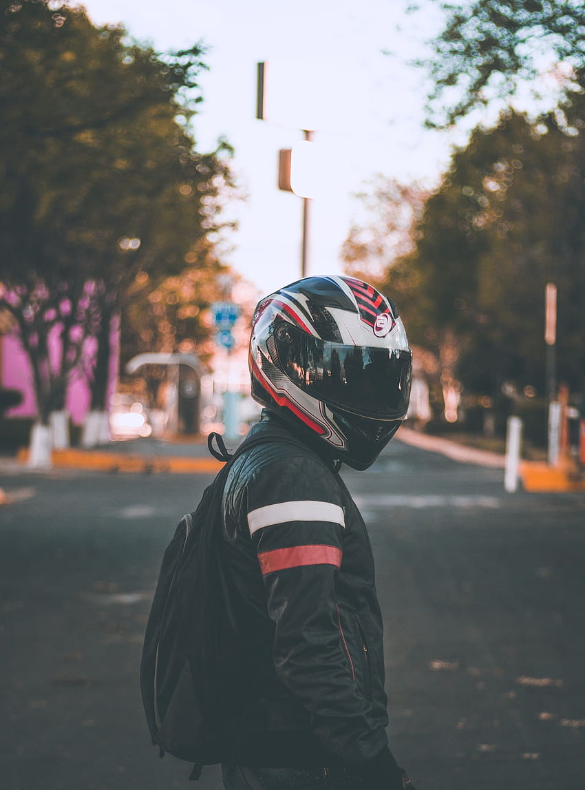Blur, Smooth, Motorcyclist, Helmet, Backpack, Rucksack, Jacket HD phone wallpaper